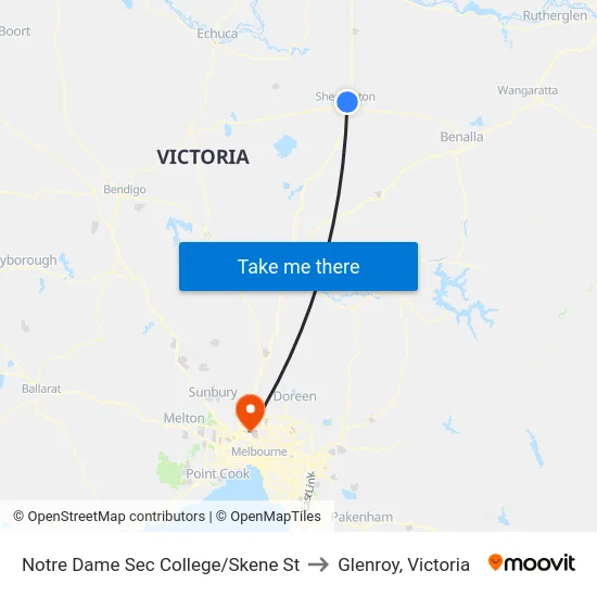 Notre Dame Sec College/Skene St to Glenroy, Victoria map