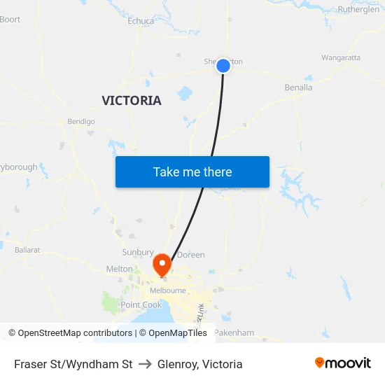 Fraser St/Wyndham St to Glenroy, Victoria map