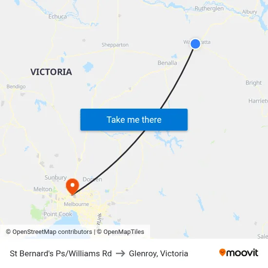 St Bernard's Ps/Williams Rd to Glenroy, Victoria map
