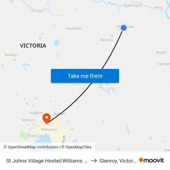 St Johns Village Hostel/Williams Rd to Glenroy, Victoria map