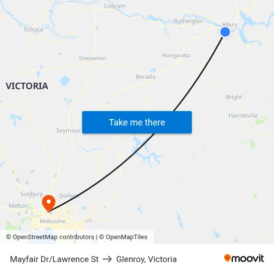 Mayfair Dr/Lawrence St to Glenroy, Victoria map