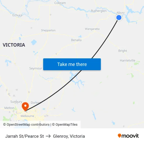 Jarrah St/Pearce St to Glenroy, Victoria map