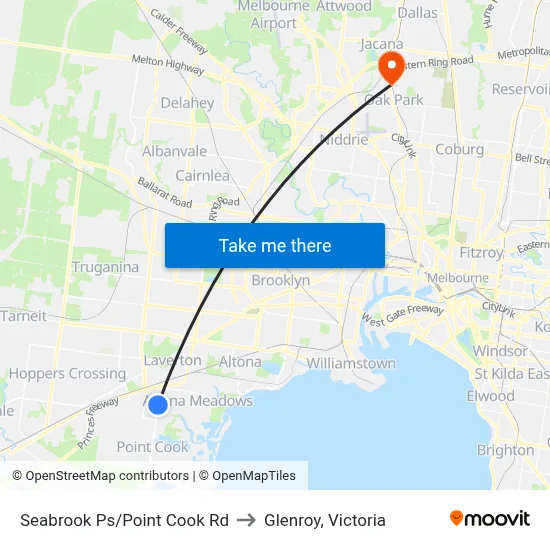 Seabrook Ps/Point Cook Rd to Glenroy, Victoria map