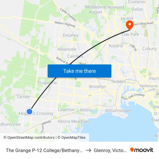 The Grange P-12 College/Bethany Rd to Glenroy, Victoria map