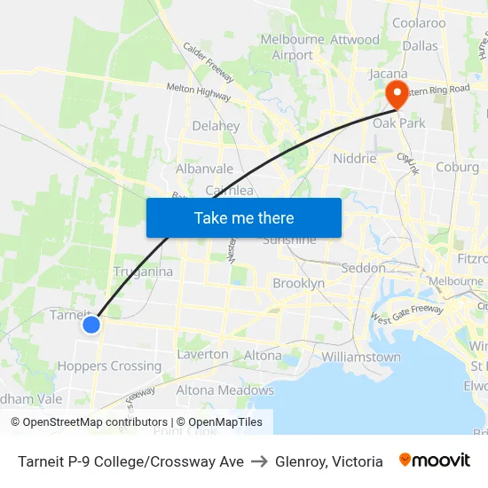 Tarneit P-9 College/Crossway Ave to Glenroy, Victoria map