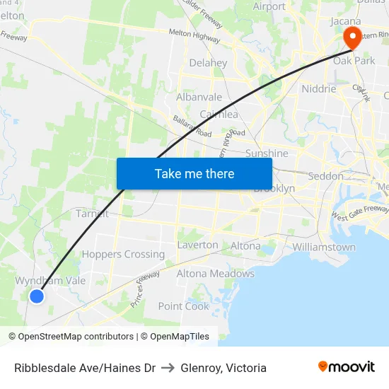 Ribblesdale Ave/Haines Dr to Glenroy, Victoria map