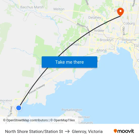 North Shore Station/Station St to Glenroy, Victoria map