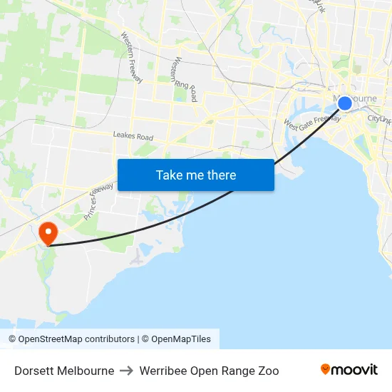 Dorsett Melbourne to Werribee Open Range Zoo map