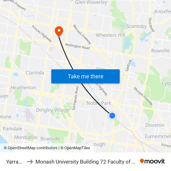 Yarraman to Monash University Building 72 Faculty of Engineering map