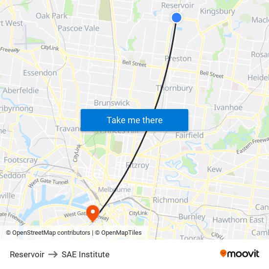 Reservoir to SAE Institute map