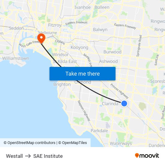 Westall to SAE Institute map