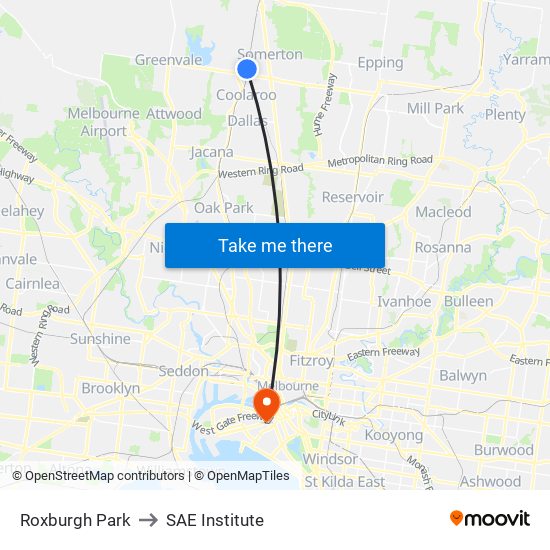 Roxburgh Park to SAE Institute map