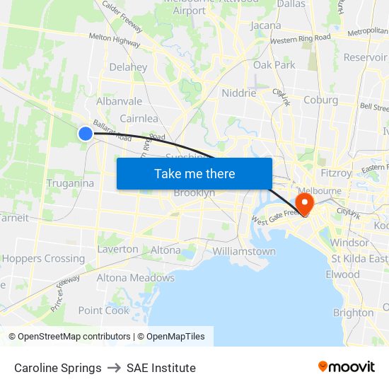 Caroline Springs to SAE Institute map
