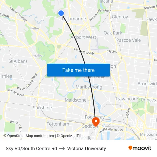 Sky Rd/South Centre Rd to Victoria University map