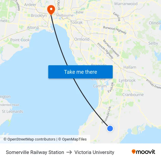 Somerville Railway Station to Victoria University map
