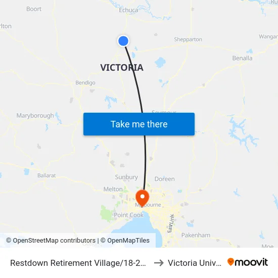 Restdown Retirement Village/18-22 Village Dr to Victoria University map