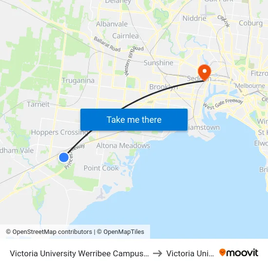 Victoria University Werribee Campus/Hoppers Lane to Victoria University map