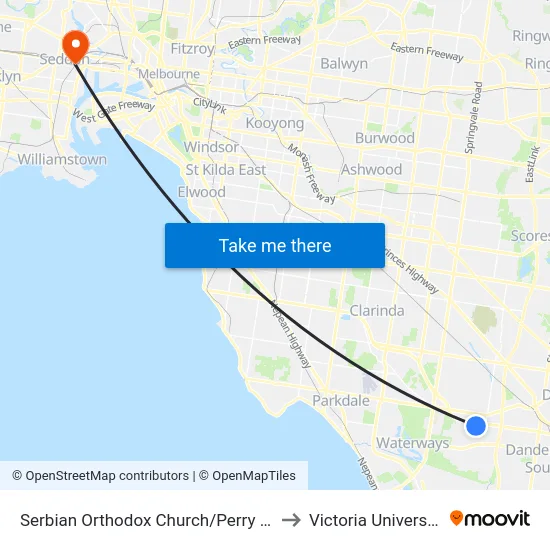Serbian Orthodox Church/Perry Rd to Victoria University map