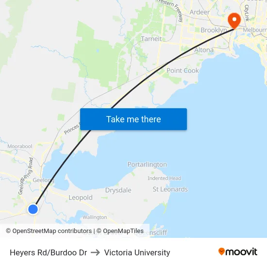 Heyers Rd/Burdoo Dr to Victoria University map