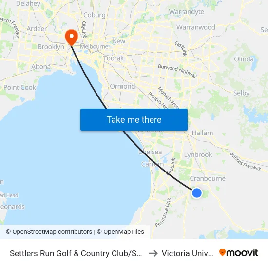 Settlers Run Golf & Country Club/Settlers Run to Victoria University map