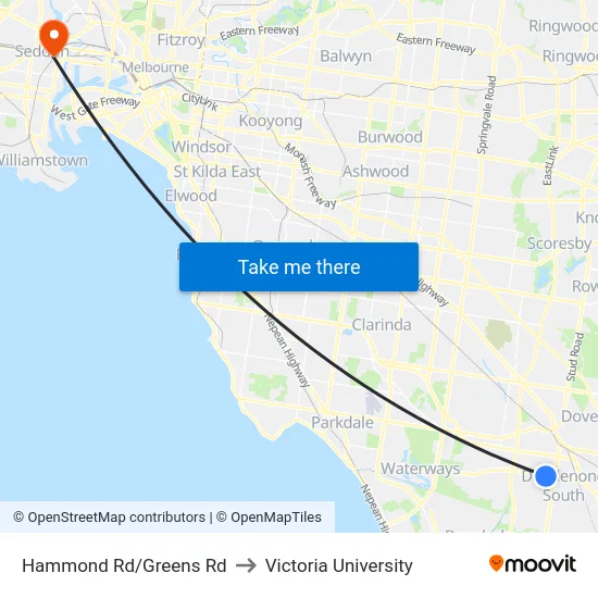 Hammond Rd/Greens Rd to Victoria University map