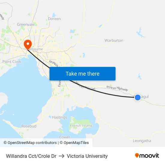 Willandra Cct/Crole Dr to Victoria University map