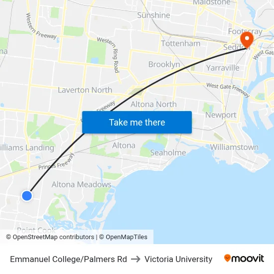 Emmanuel College/Palmers Rd to Victoria University map