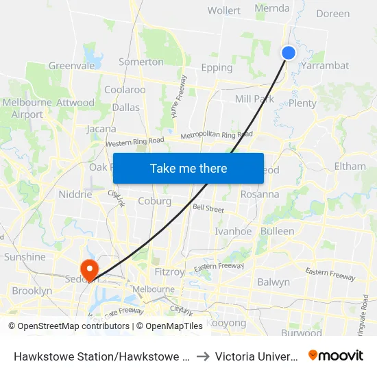 Hawkstowe Station/Hawkstowe Pde to Victoria University map