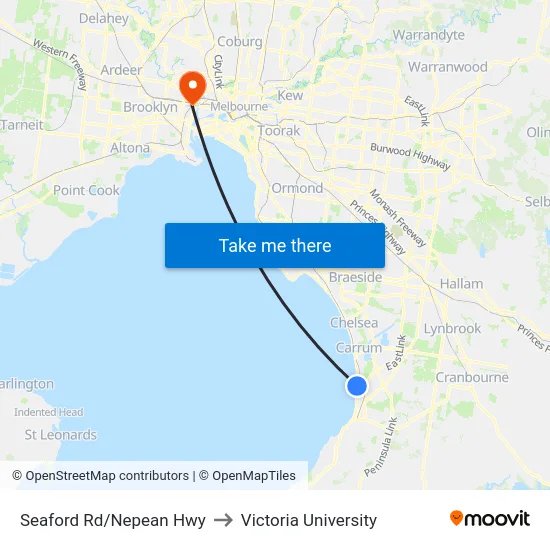 Seaford Rd/Nepean Hwy to Victoria University map