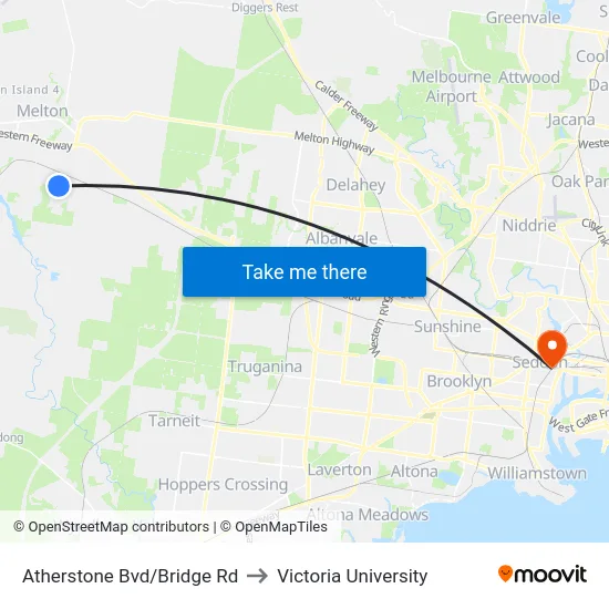 Atherstone Bvd/Bridge Rd to Victoria University map