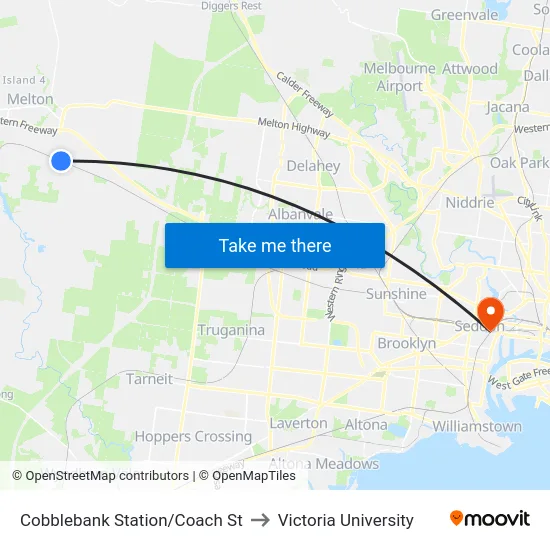 Cobblebank Station/Coach St to Victoria University map