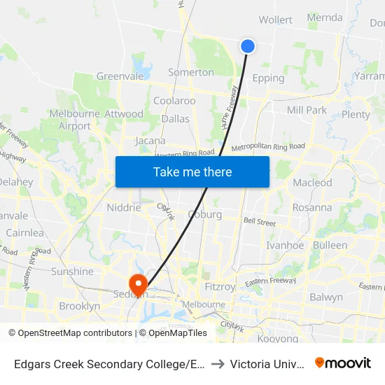 Edgars Creek Secondary College/Edgars Rd to Victoria University map