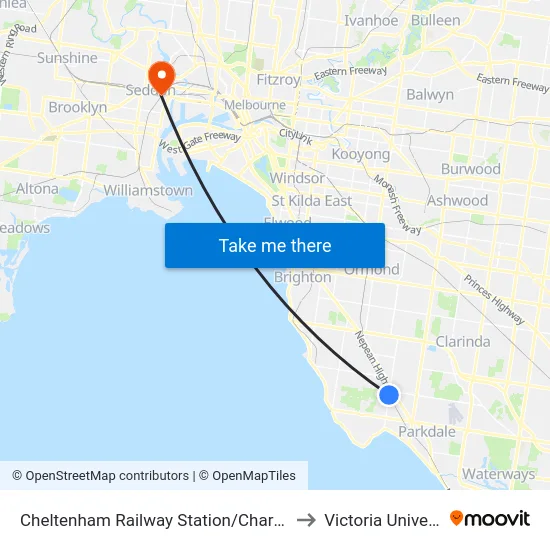 Cheltenham Railway Station/Charman Rd to Victoria University map