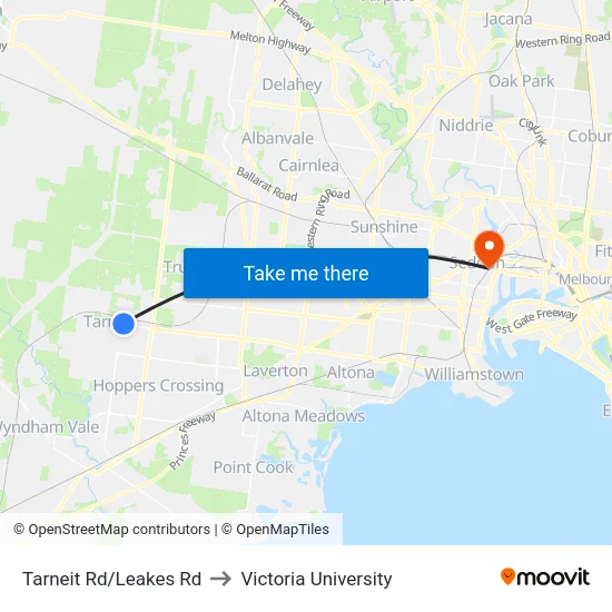 Tarneit Rd/Leakes Rd to Victoria University map