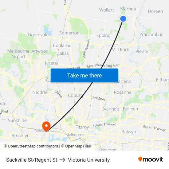Sackville St/Regent St to Victoria University map