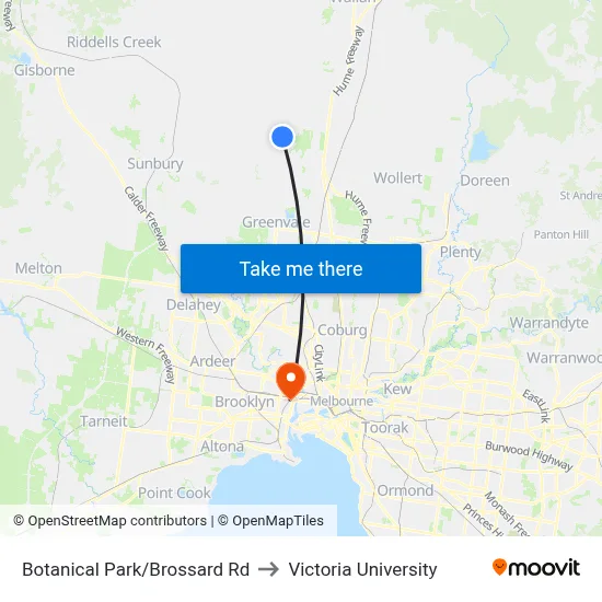 Botanical Park/Brossard Rd to Victoria University map