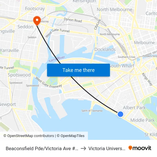 Beaconsfield Pde/Victoria Ave #32 to Victoria University map