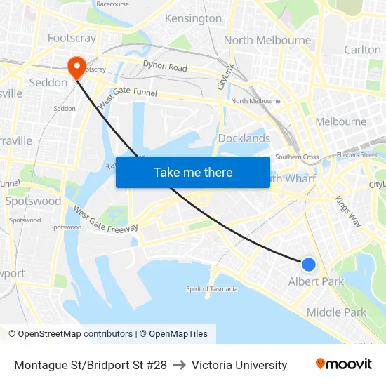 Montague St/Bridport St #28 to Victoria University map