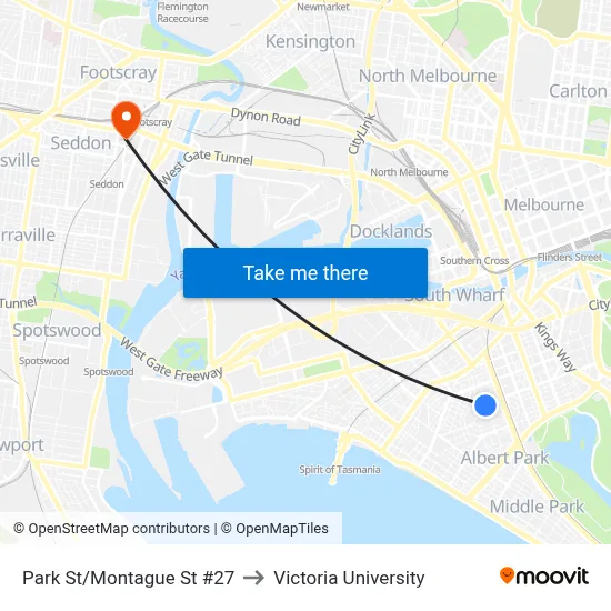 Park St/Montague St #27 to Victoria University map