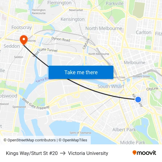 Kings Way/Sturt St #20 to Victoria University map