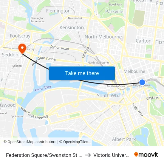 Federation Square/Swanston St #13 to Victoria University map