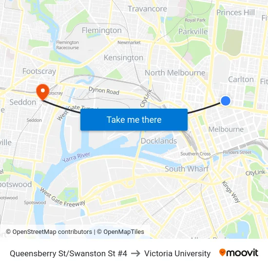 Queensberry St/Swanston St #4 to Victoria University map