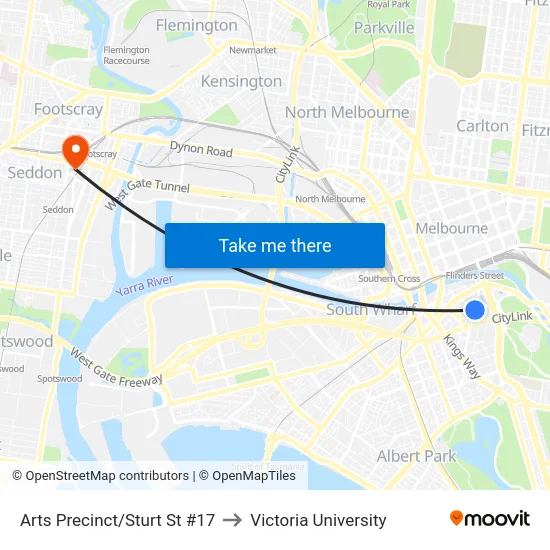 Arts Precinct/Sturt St #17 to Victoria University map