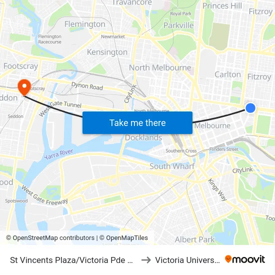 St Vincents Plaza/Victoria Pde #12 to Victoria University map
