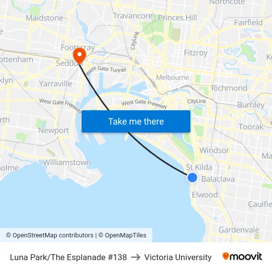 Luna Park/The Esplanade #138 to Victoria University map