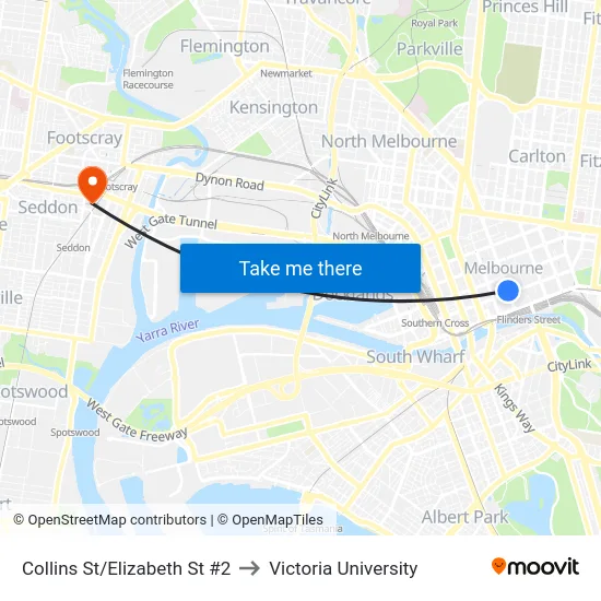 Collins St/Elizabeth St #2 to Victoria University map