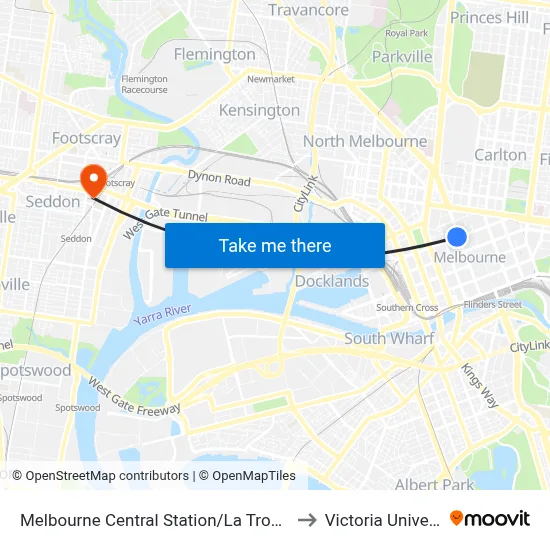 Melbourne Central Station/La Trobe St  #5 to Victoria University map