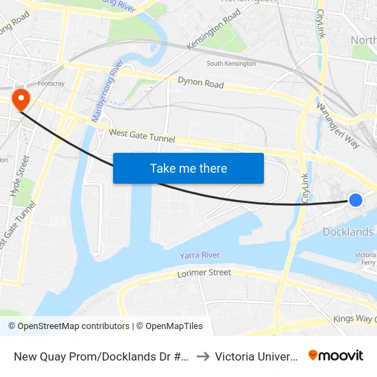New Quay Prom/Docklands Dr #D10 to Victoria University map