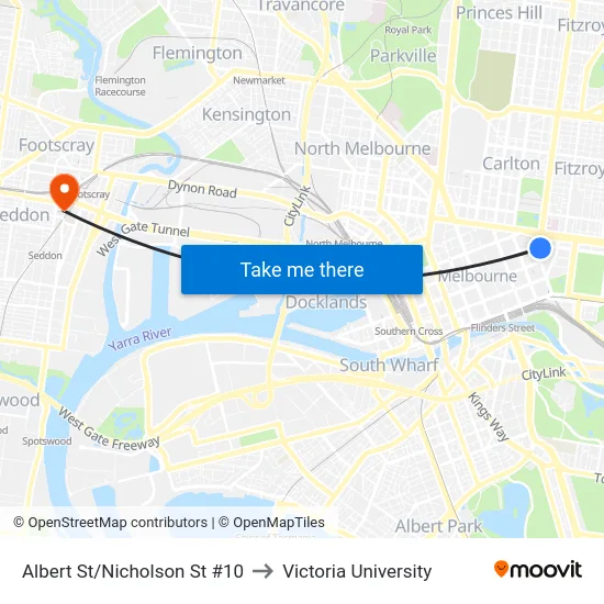 Albert St/Nicholson St #10 to Victoria University map