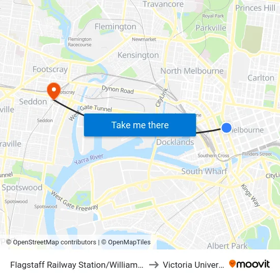 Flagstaff Railway Station/William St #7 to Victoria University map